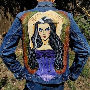 Handpainted LILY MUNSTER denim Jacket